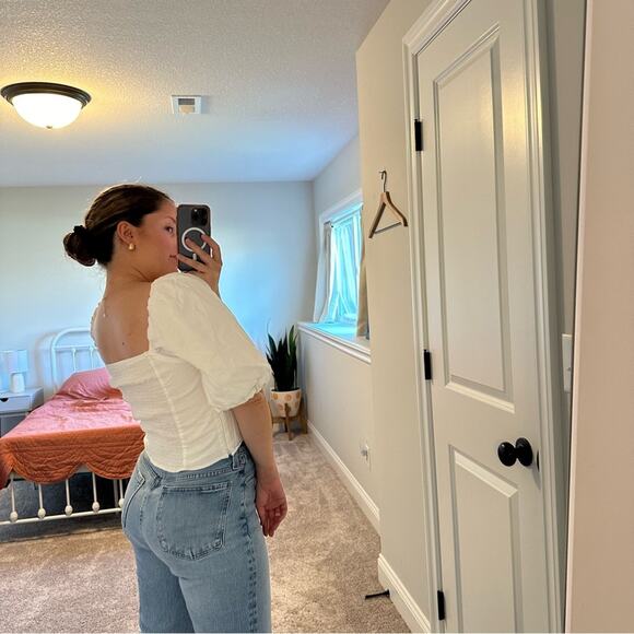 Antonio Melani White Puff Sleeve Crop Blouse Top 6 - Picture 5 of 14